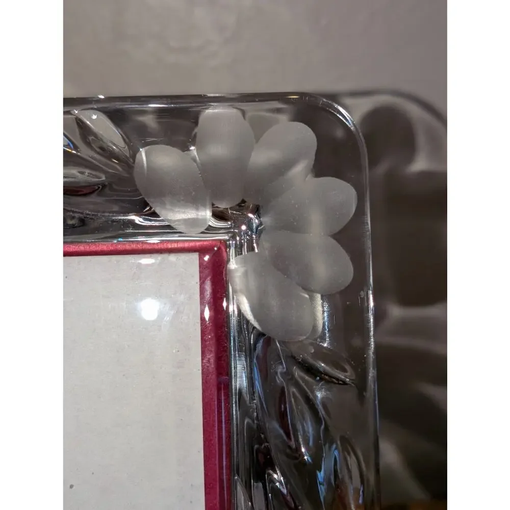 Vtg Princess House Heritage Romance Collection Crystal Flower Etched Frame